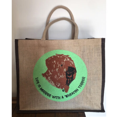 jute bag with wheaten terrier motif