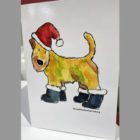 Christmas Card Wheaten in Boots