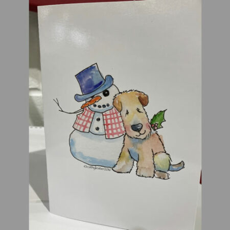 Christmas Card Wheaten with Snowman