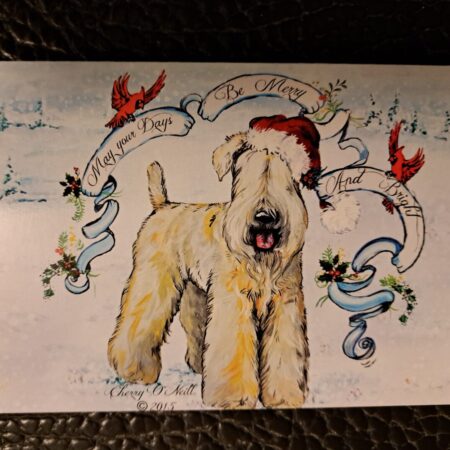 wheaten in snow scene Christmas card